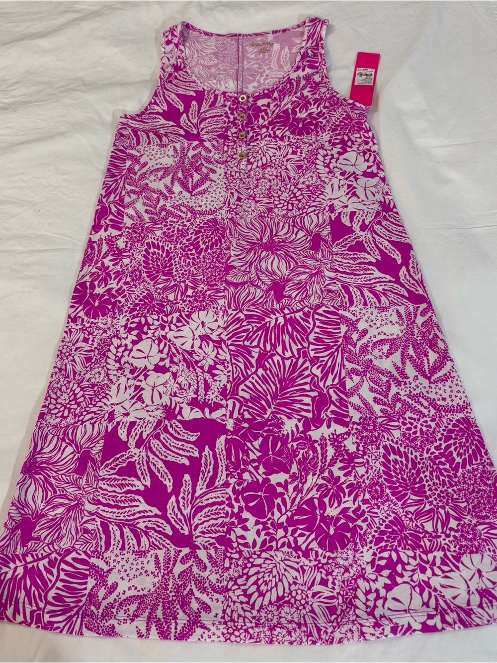 Lilly Pulitzer Lela Henley Tank Dress Fuchsia Size XXS Beach Summer Casual